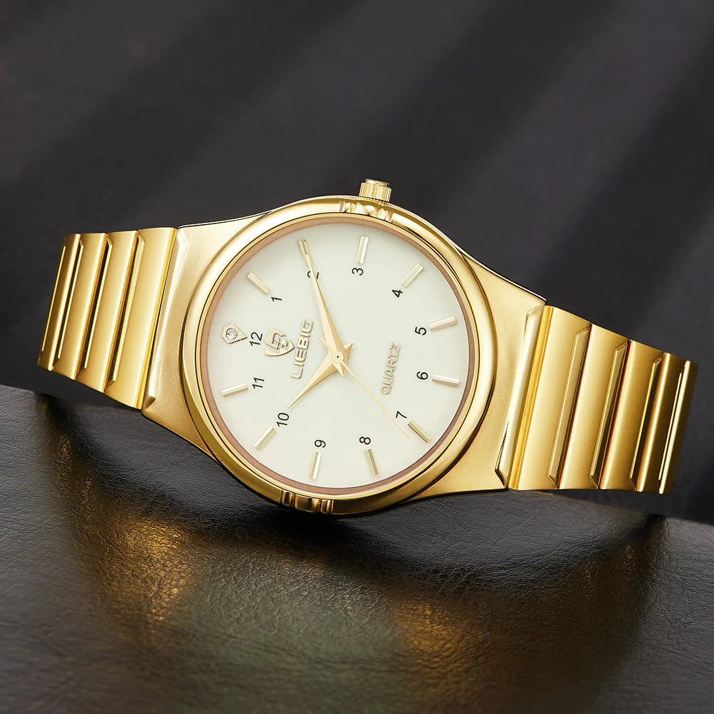 LIEBIG Women Quartz Watches Luxury Golden Stainless Steel Bracelet Waterproof Ladies Gold Wristwatch Girl Clock Relogio Mujer