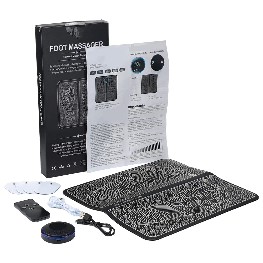 Smart Foot Massage Pad RF Remote Feet Massager 8 Modes 19 LevelsImprove Blood Circulation Relax Muscles Slim Legs Foot Pad