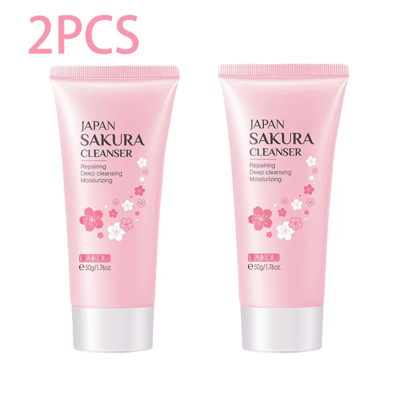 Sakura Cleanser Rich Foam Deep Clean Remove Grease Improve Oily Face Wash Cream Gentle Moisturizing Remove Blackhead Cleanser