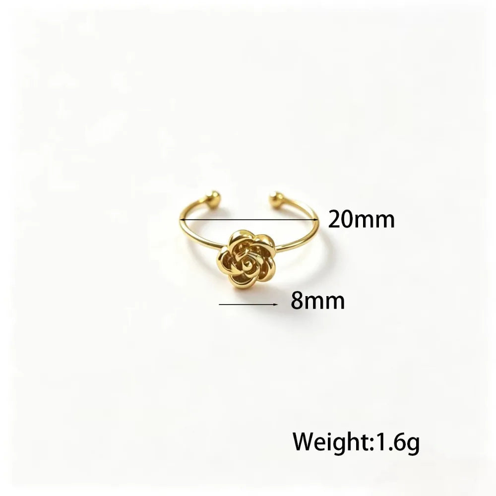 New Exquisite Stainless Steel Camellia Flower Pendant Necklace Bracelet Rings Set for Women Jewelry Sets Sweet Valentine Gifts