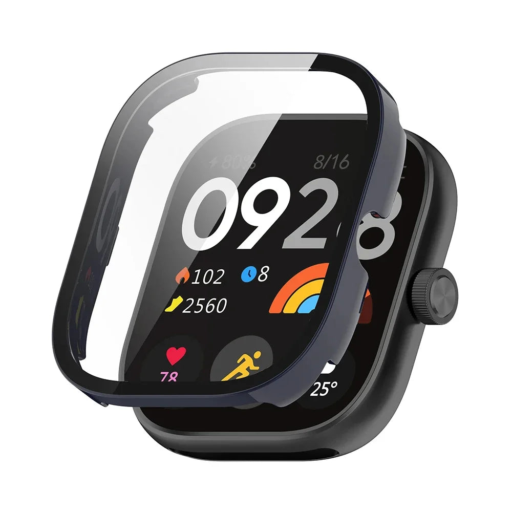 PC Case+Glass for Xiaomi Redmi Watch 4 3 Tempered Glass Anti-scratch Film Bumper Protective Cover for Redmi Watch 3 Active/3Lite