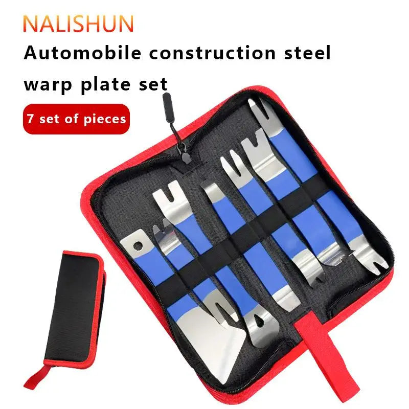 Car Audio Removal Tool Skid Plate Stainless Steel Plastic Door Plate Removal Rubber Buckle Skid Plate Driver 7pcs Set