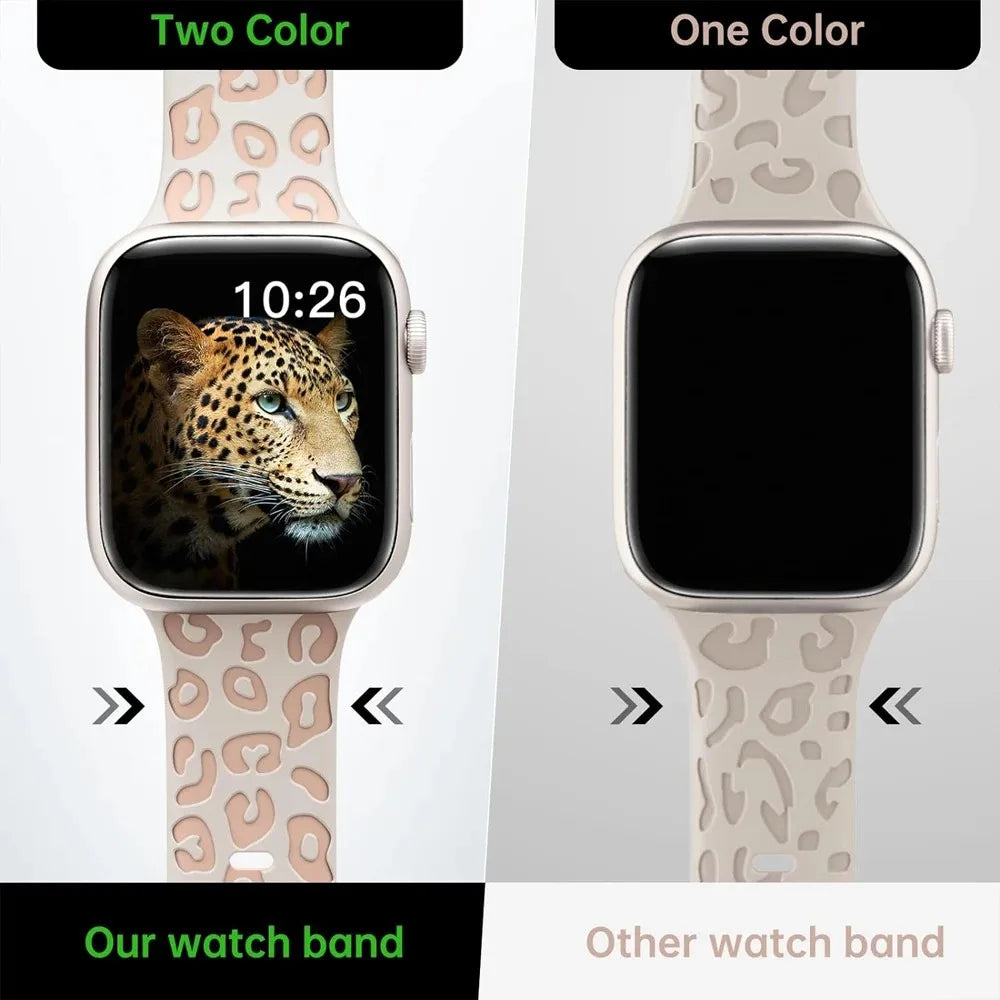 For Apple Watch Bands 40mm 44mm 42mm 45mm 41mm 49mm 46mm Engraved Silicone Bracelets Correa Series 8 9 SE ultra 2 3 10 11 Strap