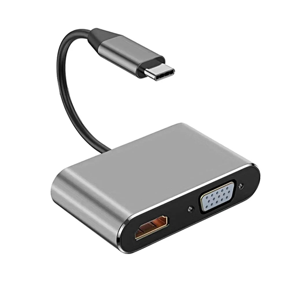 4-in-1 Type C Adapter Hub To HDTV VGA USB 3.0 Digital AV Multiport Adapter With TYPE-C PD Charging Port Compatible