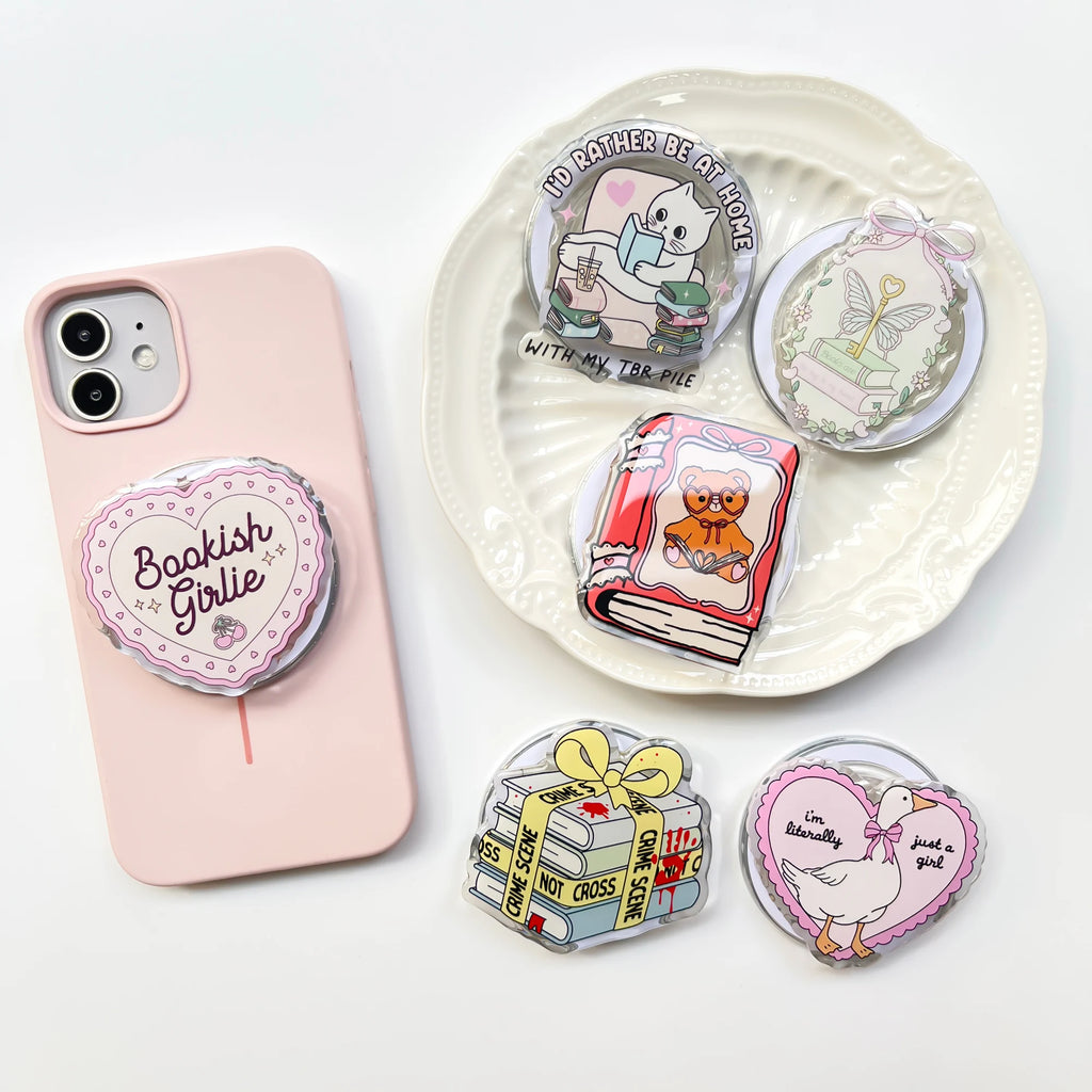 Magnetic Acrylic Phone Grip Socket Book Lover Gift E-book Poppings Griptok Kindle Accessories for Bookish Merch Gift Book Lover