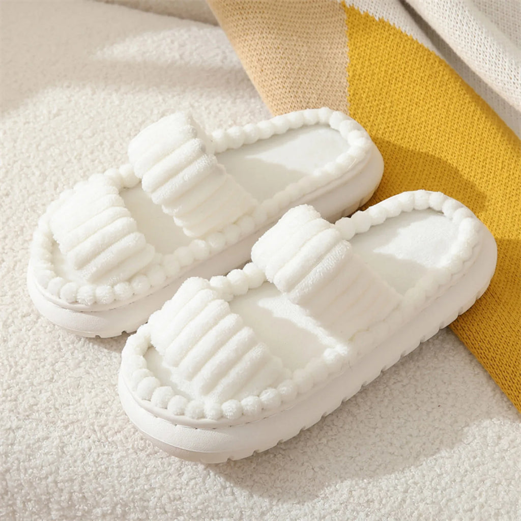 Women's Corduroy Slippers Living Room Shoes Cute Memory Foam Bedroom Slippers Home Female Slippers 2024 New Anti Slip Slippers
