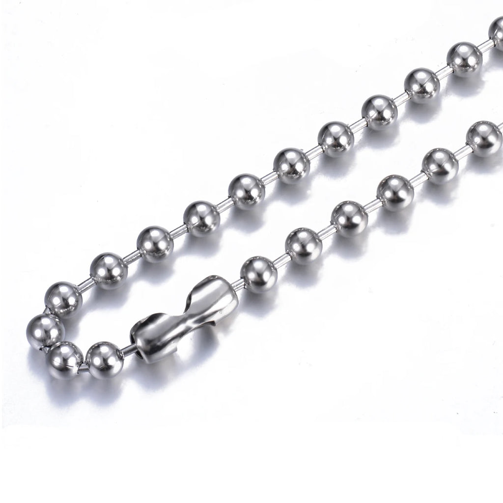 10pcs/lot 2.4mm Stainless Steel Ball Chain Men Necklace Bracelet Keychain Trinket Dog Tag Jewelry Accessories 15cm-75cm