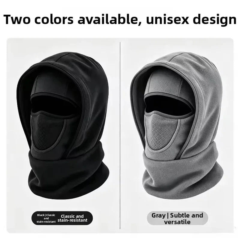 Winter Multifunctional Warm Hat Cold-Resistant Thick Fleece Hood Neck Gaiter Face Mask Combination for Extreme Cold Protection