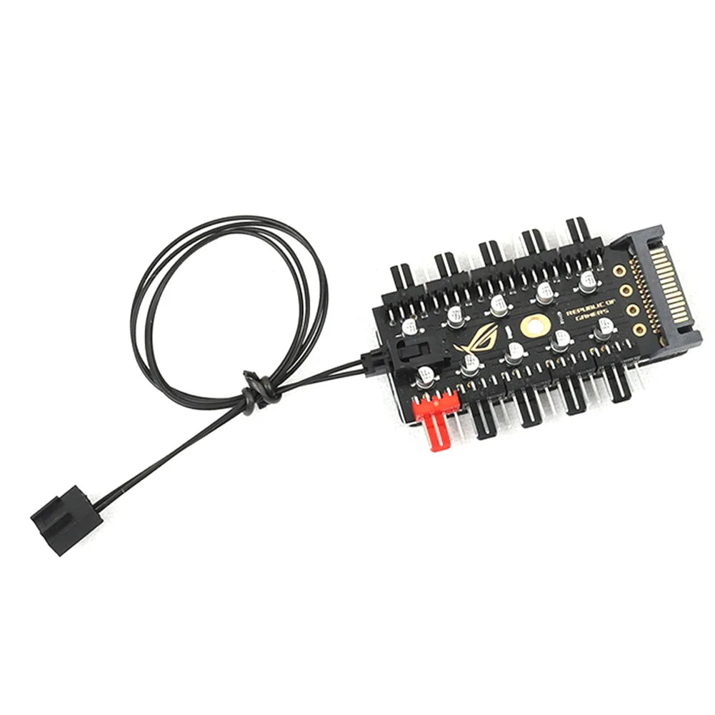 10 Port 12V 4Pin PWM Fan Controller Hub, SATA/IMolex 4PIN Powered PC Fan Splitter for Computer Case Cooling