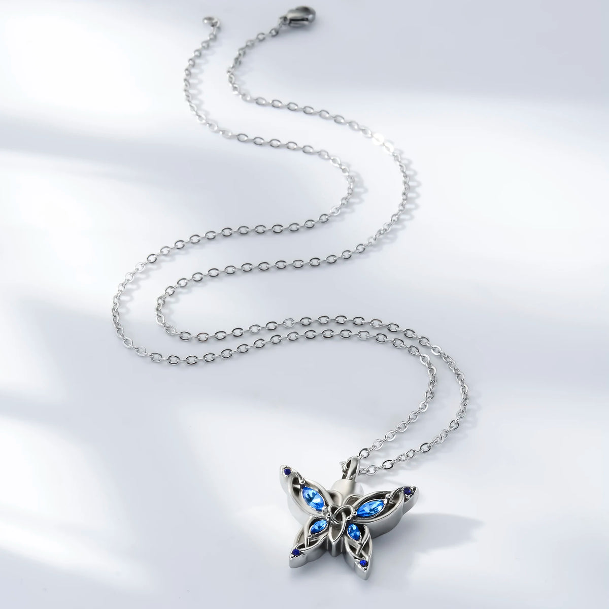 Butterfly Ash Holder Urn Pendant Necklace Stainless Steel Cremation Jewelry with 20" Chain Filling Kit