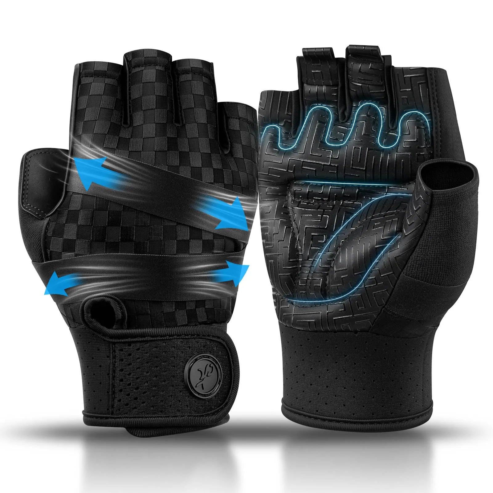 MOREOK Gym Gloves Non-slip 3MM Pads Pull Up Power Training Weight Lifting Gloves Kettlebell Workout Exercise Fitness Gloves Men