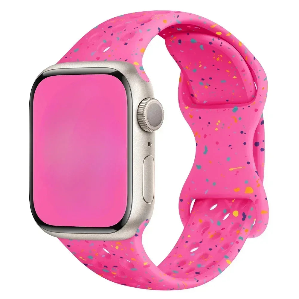 Original Silicone Strap For Apple Watch Band 49mm 44mm 45mm 40mm 42mm Breathable Correa for iWatch Series10 9 8 SE 7 6 Ultra
