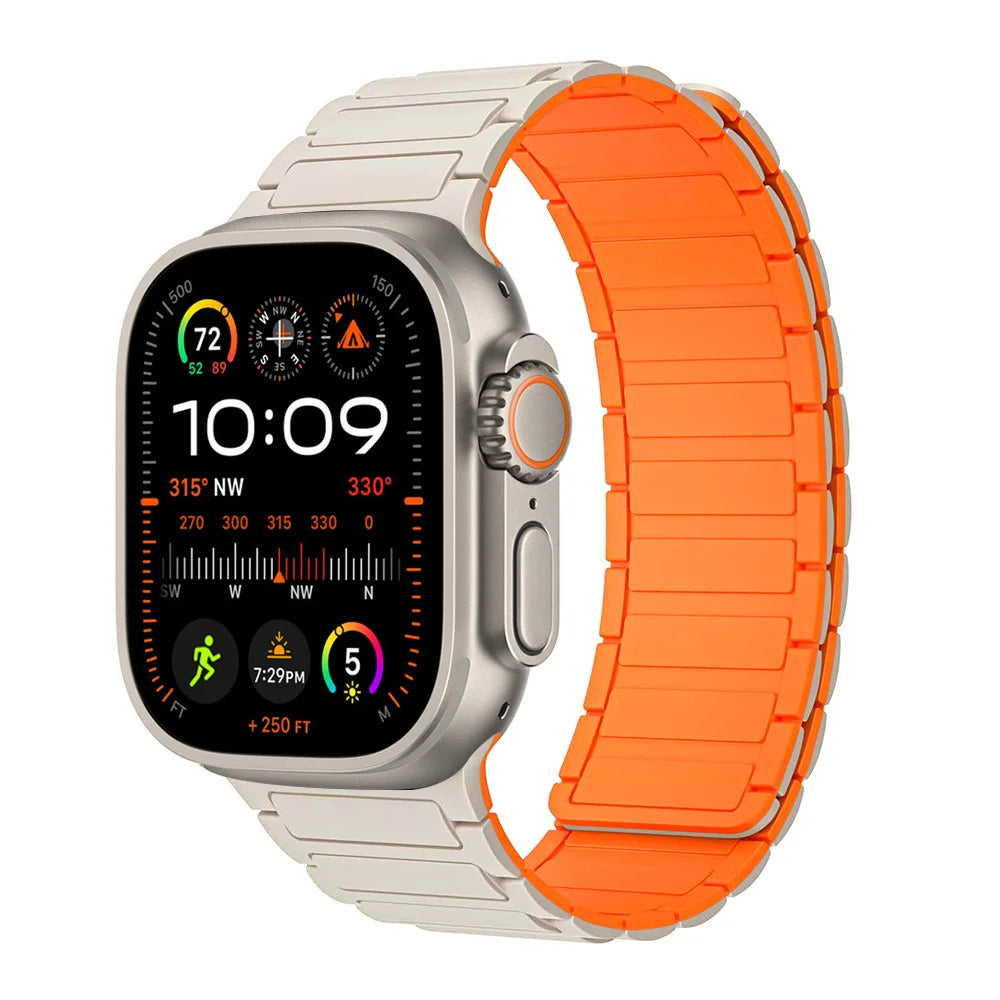 Magnetic Strap for Apple Watch Band 45mm 44 mm 40mm 46mm 41mm 42mm 38 Silicone Bracelet iWatch Series 8 7 6 Se 9 10 Ultra 2 49mm