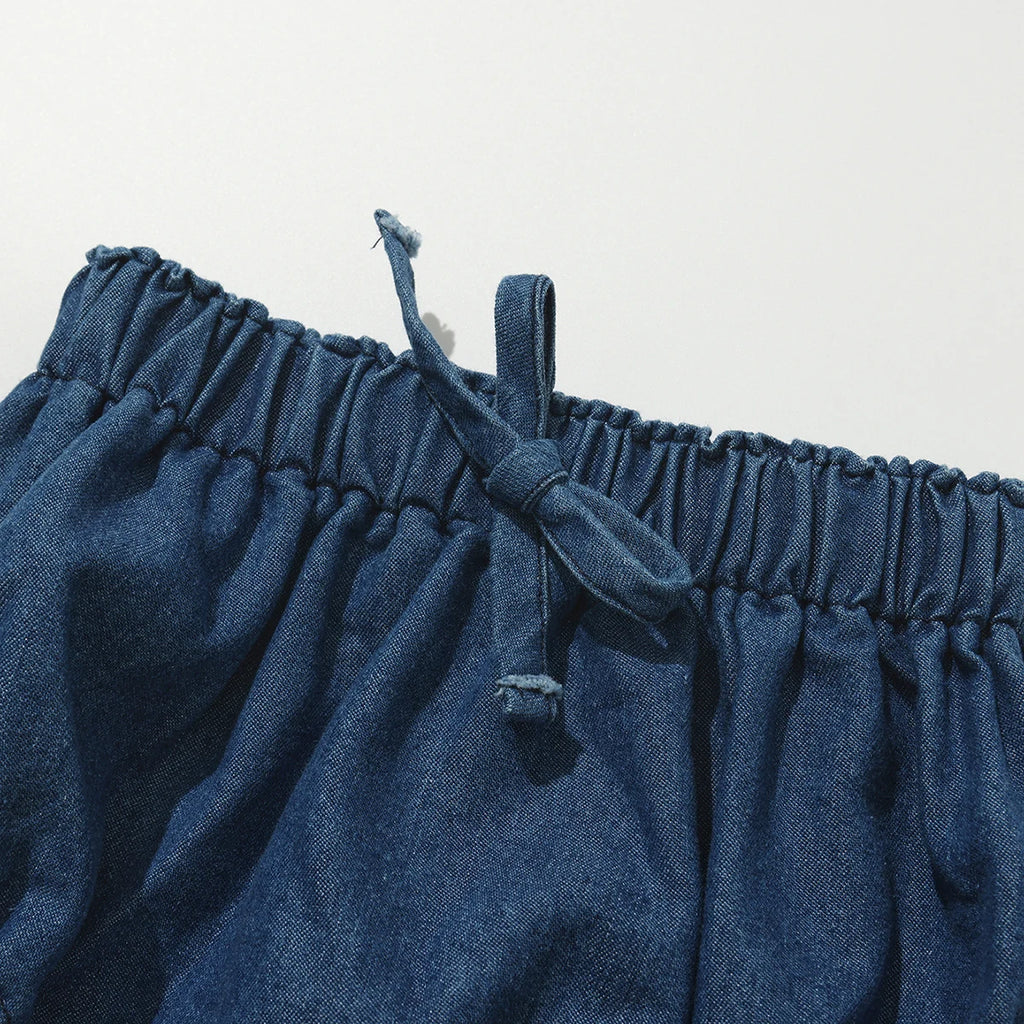 Newborn Baby Denim Bloomers Shorts Soft Cozy Cotton Toddler Boys Girls Summer Shorts Pants with Pockets Kids Clothing 0-3T