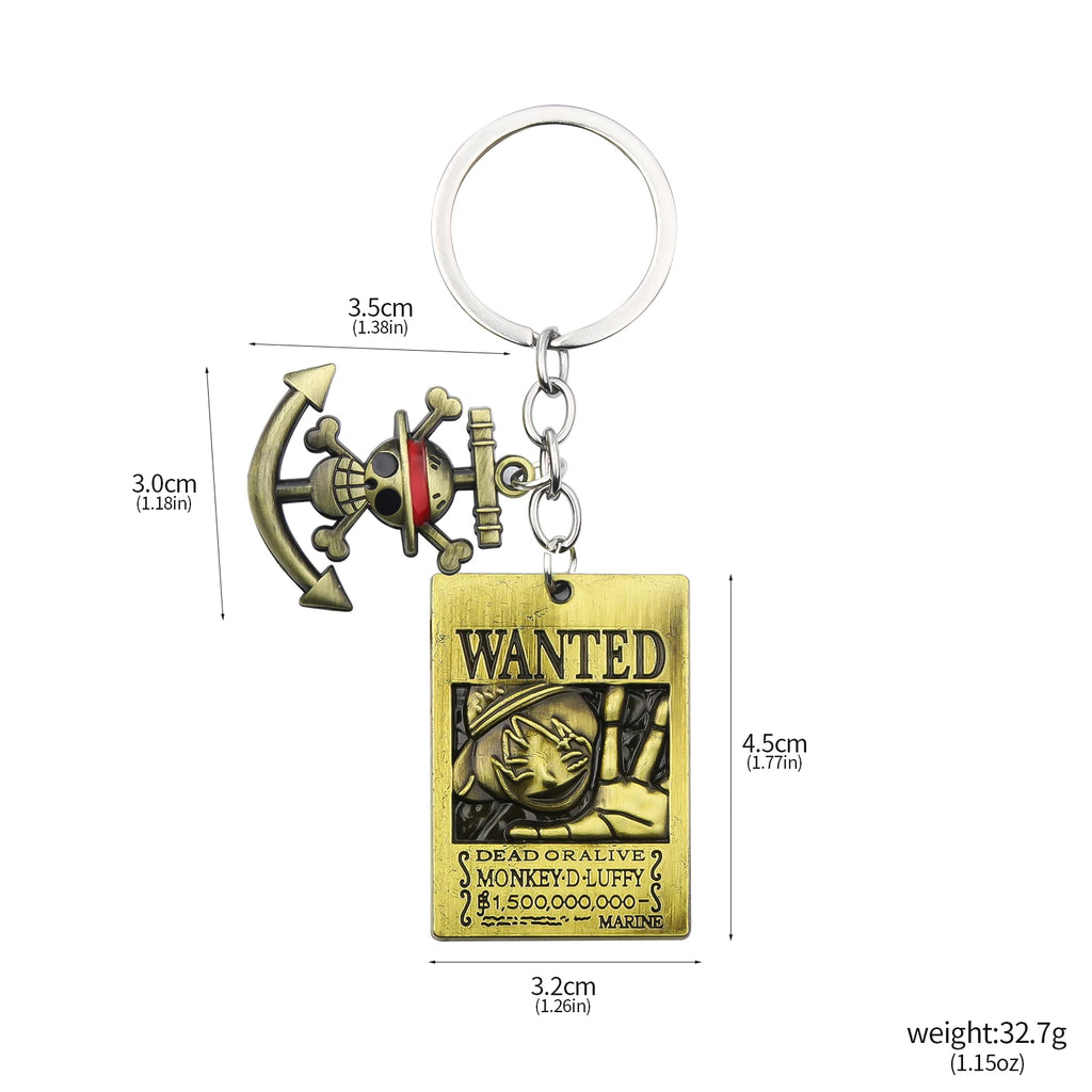 One Piece Luffy Straw Hat Keychain Rotatable Zoro Skull Metal Pendant Role-Playing Decorative Accessories Fan Jewelry Gift