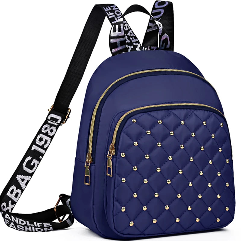 Diamond-Shaped Embroidery Rivet Double Shoulder Bag for Women, New Style, Fashionable Travel Bag, Casual and Versatile Women's B