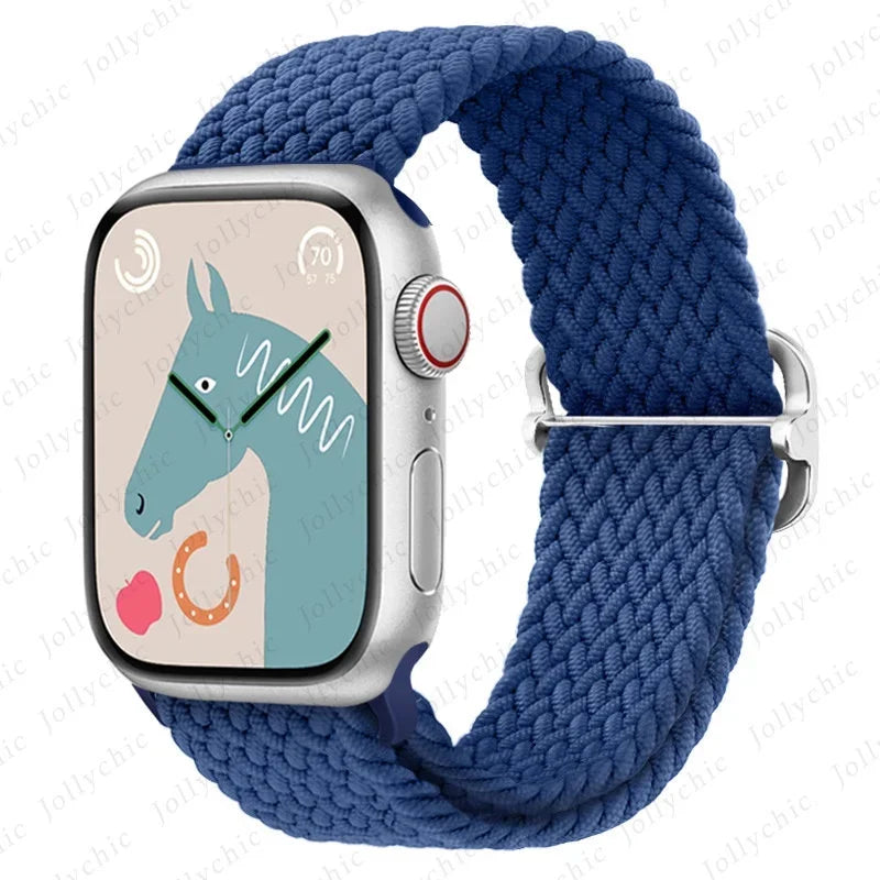 Braided Loop Strap For Apple Watch Ultra Band 49mm 44 45mm 42mm 41mm Nylon Elastic Belt Bracelet iWatch Series 9 8 7 6 5 4 SE 3