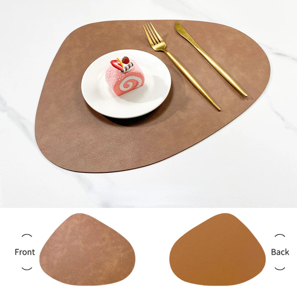 Nordic Double-Sided Anti-Slip Placemat - PU Thermal Insulation Table Mat with Water Droplet Pattern and Leather-Like Design