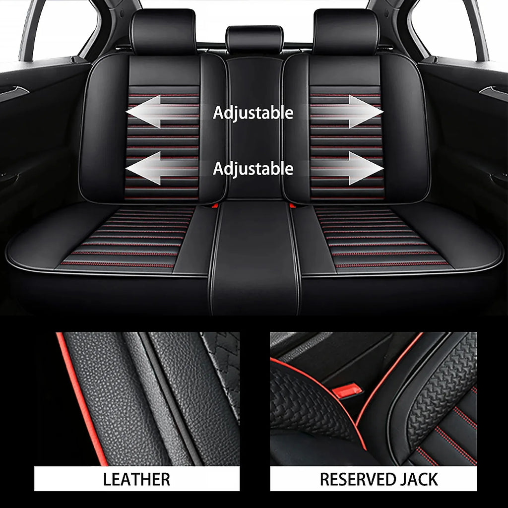 Universal Leather Car Seat Covers for SUVs  Sedans Trucks Breathable Elegant Easy-Clean Comfortable Fit Airbag Port Waterproof
