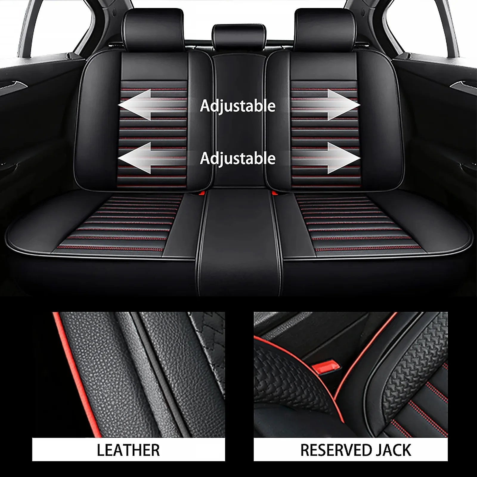 Universal Leather Car Seat Covers for SUVs  Sedans Trucks Breathable Elegant Easy-Clean Comfortable Fit Airbag Port Waterproof