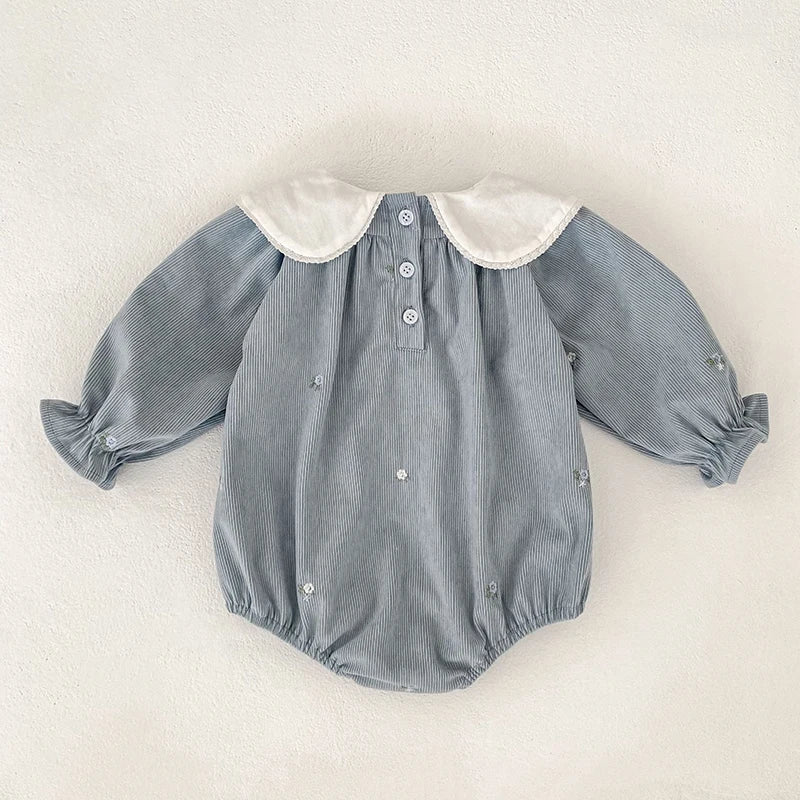 2025 New Toddler Baby Girls Romper Spring Children Clothes Ruffled Long Sleeved Cotton Baby Clothing Flower Baby Girls Jumpsuit