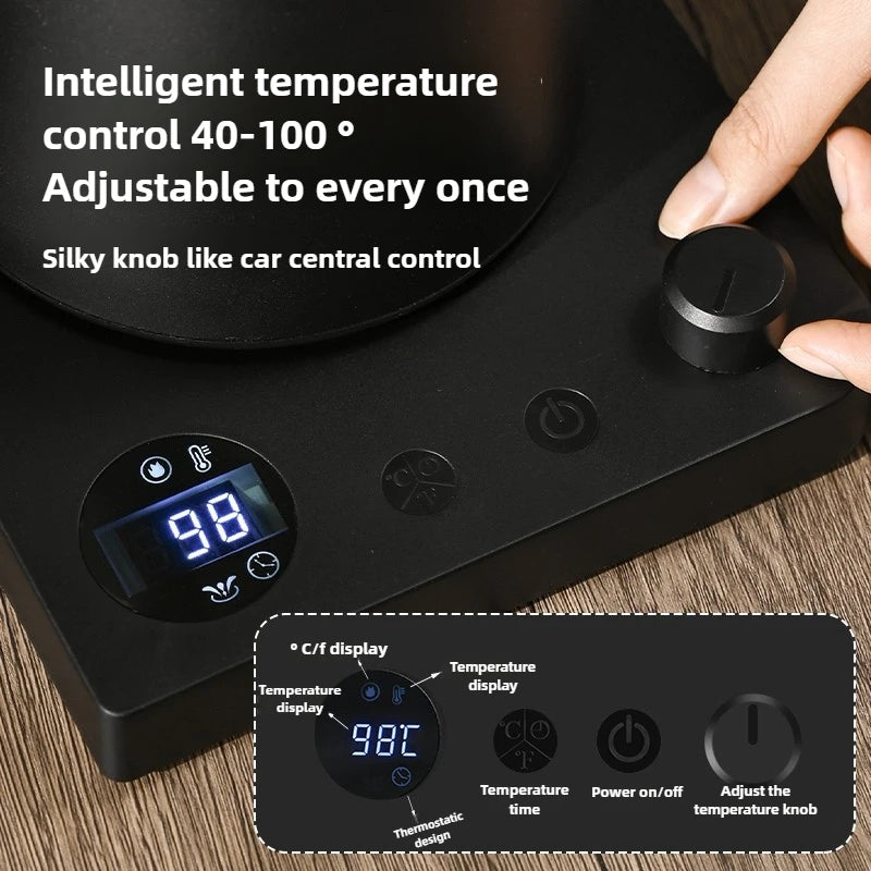 Gooseneck Electric Kettle 1L: Smart Temp Control for Pour-Over Coffee, Fast Boil Stainless Steel, 110V & 220V