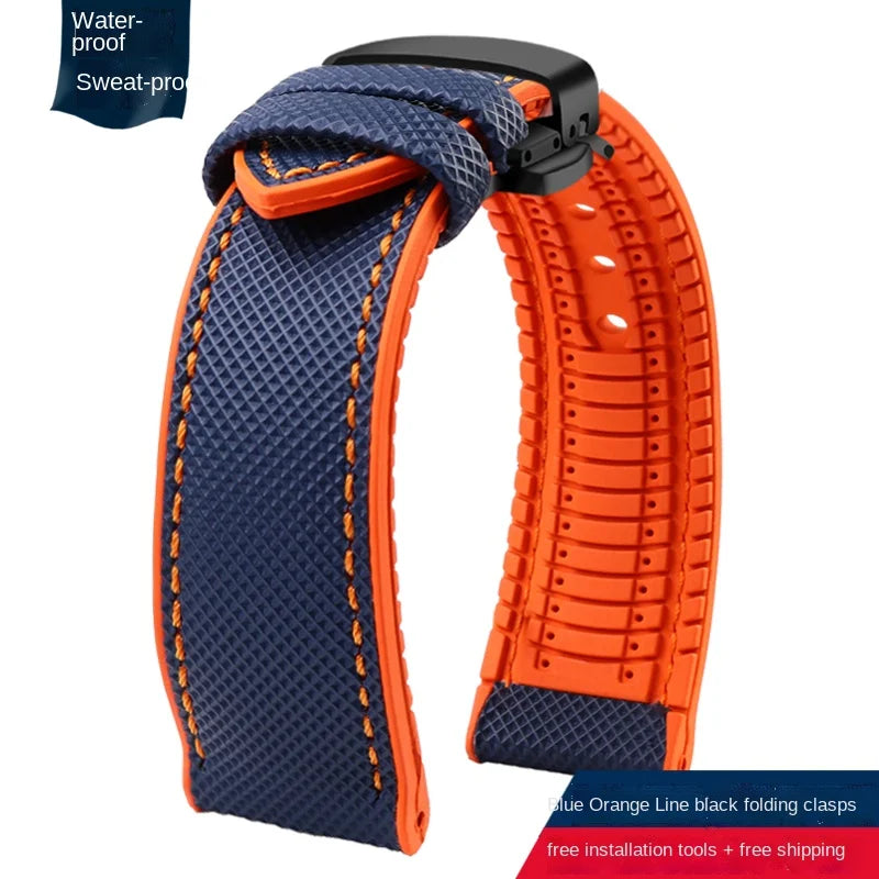 For Longines Seiko water ghost Hamilton series nylon rubber Bottom watch strap 20mm 22mm 23 Strap Men soft Waterproof Wrist Band