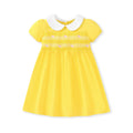 TUONXYE Summer Baby Girl Dress Cotton Button Smocked Floral Embroidery Short Sleeve Kids Princess Party Dresses