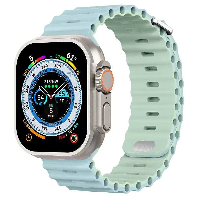 Ocean Strap For Apple Watch Ultra 3/2 Band 49mm 11 10 9 8 7 46mm 45mm 41mm Silicone Bracelet Belt iWatch 6 5 4 SE 44mm 42mm band