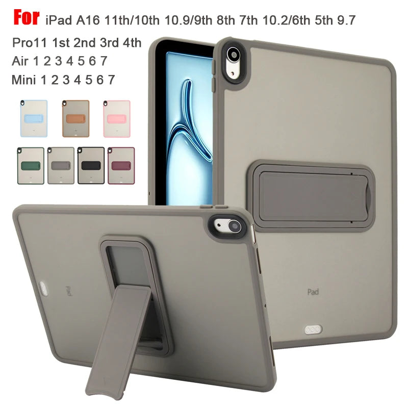For IPad 5th 6th 9.7" 7th 8th 9th 10.2" Air 4 Air 5 Air 11 A16 11th 2025 Pro11 10th IPad Mini 4 5 6 7 PC+TPU Stand Cover Case