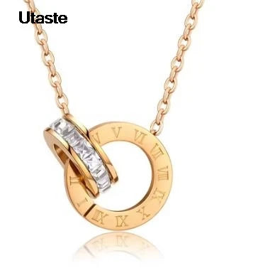 Stainless Steel Famous Brand Roman Numerals Pendant Necklace For Woman Woman Necklace Luxury Jewelry