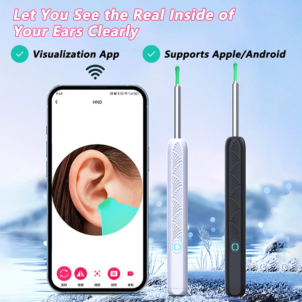 Ear Cleaner with Camera Wireless Ear Sticks Otoscope USB C Charging Endoscope Wax Removal Tool Earpick MIni Camera