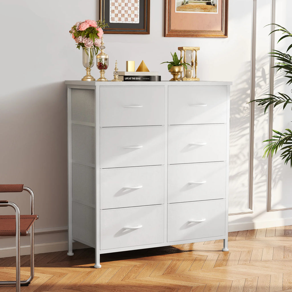 JHK Dresser Children's Wardrobe For Bedroom With 8 Fabric Drawers Storage Cabinet Steel Frame Assembly Closet For Home Furniture