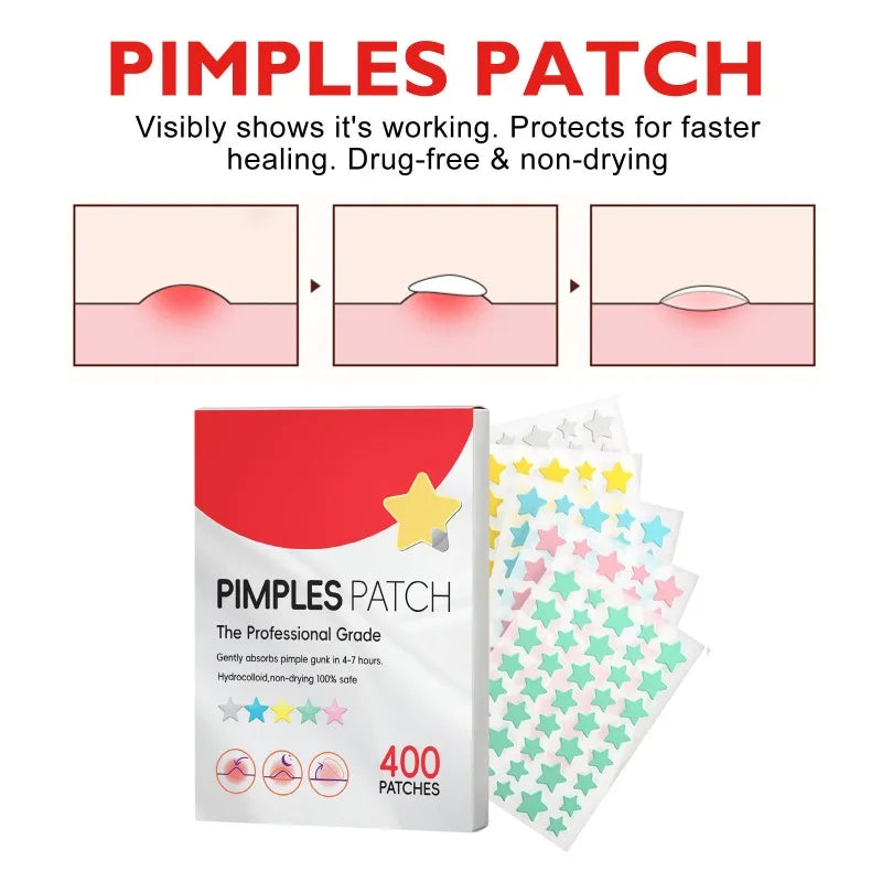 400pcs Star Acne Patches Invisible Pimple Cover for Face Oil Control Spot Treatment Cute Sticker for Covering Zits and Blemishes