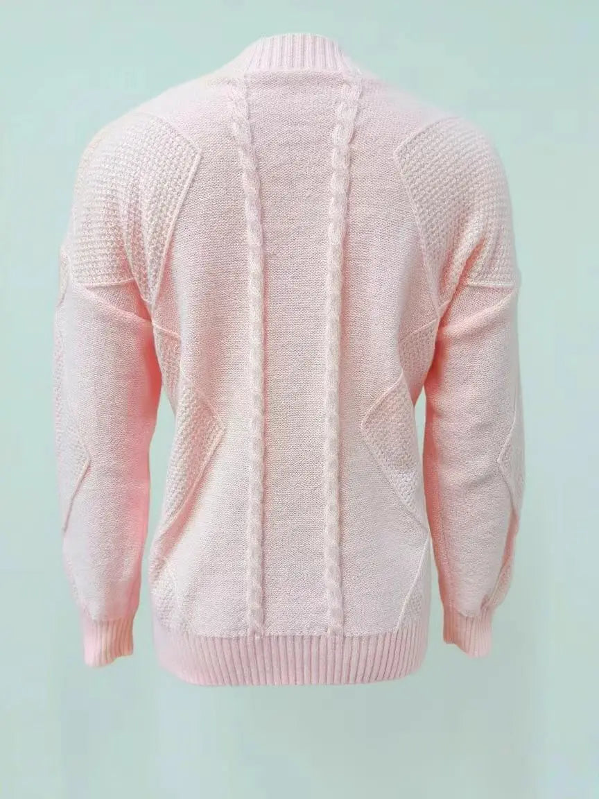Women V Neck Cable Knit Cardigan Fuzzy Soft Long Sleeve Button Down Loose Casual Fall Winter Pocket Sweater Coat