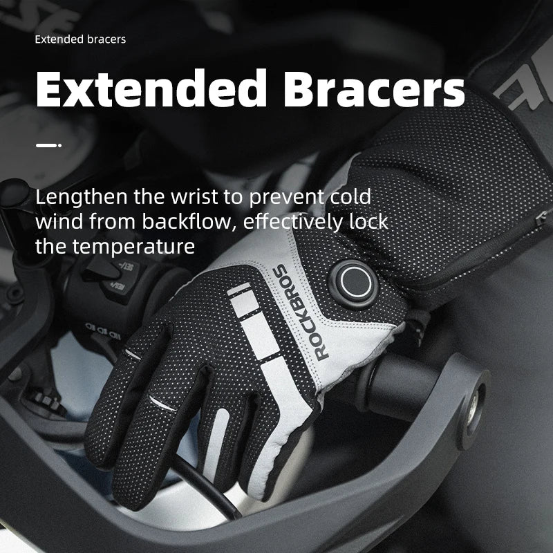 ROCKBROS Heated Skiing Gloves Men Women Winter Motocycle Screen Touch Waterproof Rechargeable 4000mAh Battery Heated Gloves