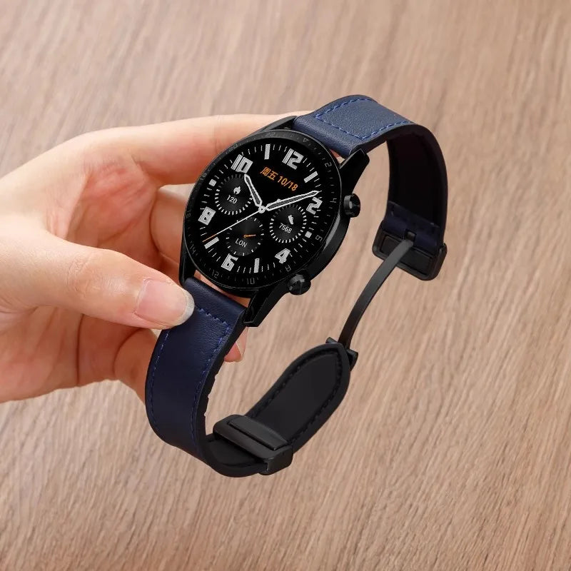 22mm 20mm Leather Silicone Strap For Samsung Galaxy Watch 7 6 5 4 40mm/44mm Magnetic Band For Galaxy Watch 6 Classic 43mm 47mm