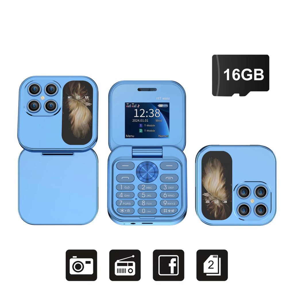 2025 Hot Sale SERVO I17Mini 2G Small Flip Mobile Phone 2 SIM Speed Dial Magic Vioce MP3 Flashlight Mini Fold Cellphone FM Radio