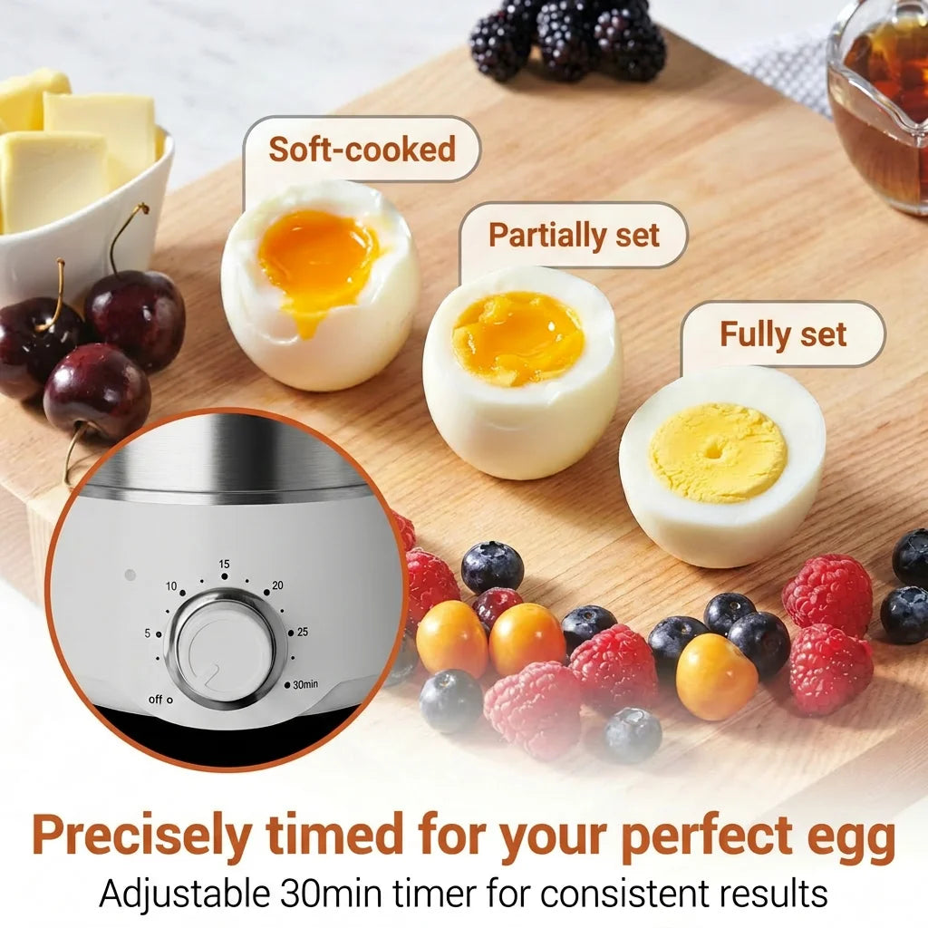 Egg Cooker with Timer - 14 Egg Capacity Electric Steamer for Hard Soft Boiled, Poached, Scrambled Eggs & Omelets, Auto Shut Off