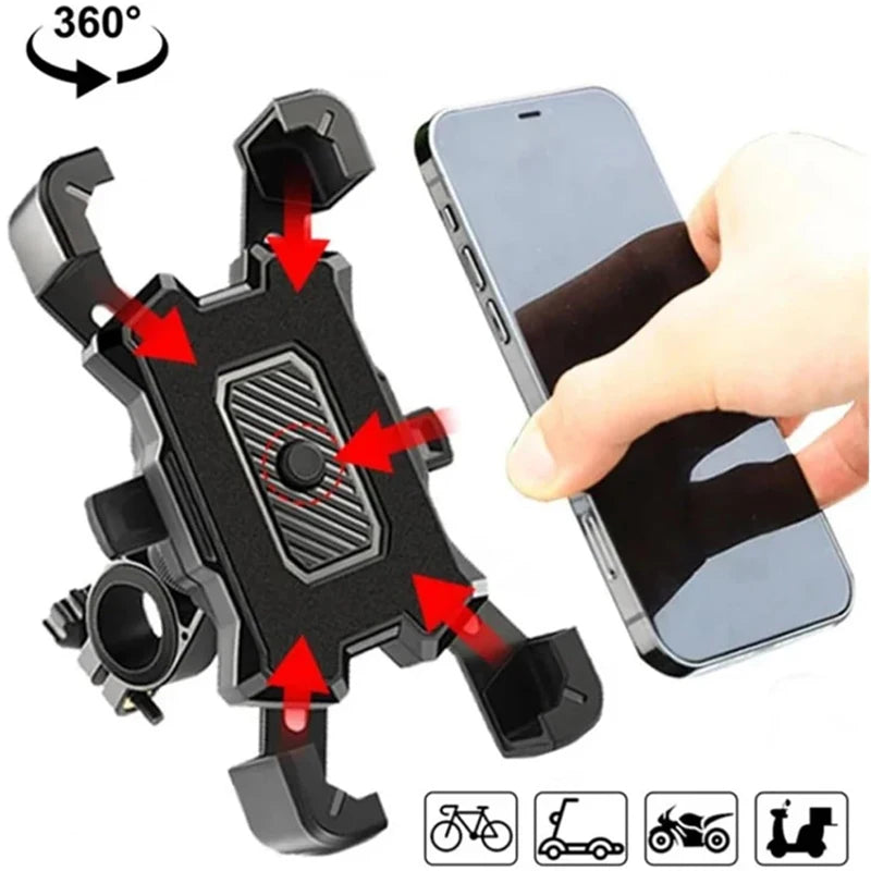360° Rotatable Bike Phone Mount Universal Handlebar Phone Cradle Shockproof Phone Holder Compatible with 4–7 Inch Smartphones