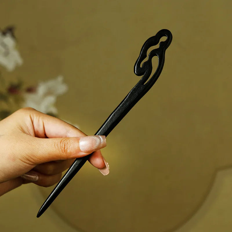 Antique Style Imitation Ebony Hairpin Plain Hairpin Simple Style Retro Hanfu Qipao Accessories for Women