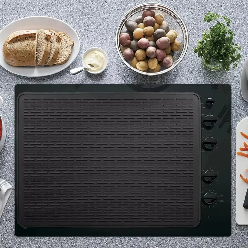 Silicone Stove Top Cover Mat, Heat Resistant Electric Glass Cooktop Protector, Extra Large Dish Drying Mat for Kitchen RV