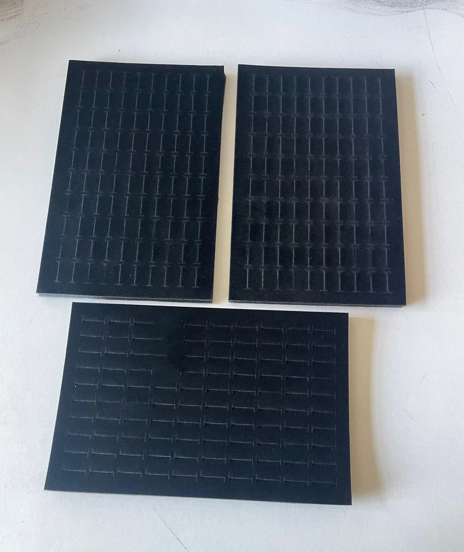 3Pcs Black Velvet Ring Foam Holder 100 Grooves Jewelry Display Tray Ring Storage Stand for Boutique Retail