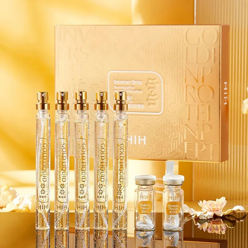 24K Gold Face Serum Active Collagen Silk Thread Facial Essence Firming Moisturizing Hyaluronic Serum for Face Skin Care