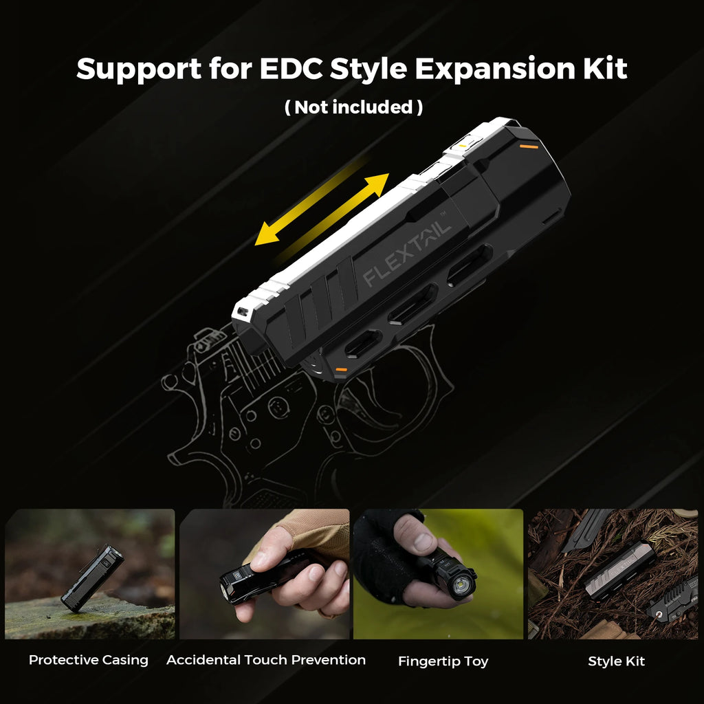 FLEXTAIL ZERO FLASHLIGHT - 47g 1200 Lumens EDC Flashlight, 7 Light Modes with Replaceable and Rechargeable Battery