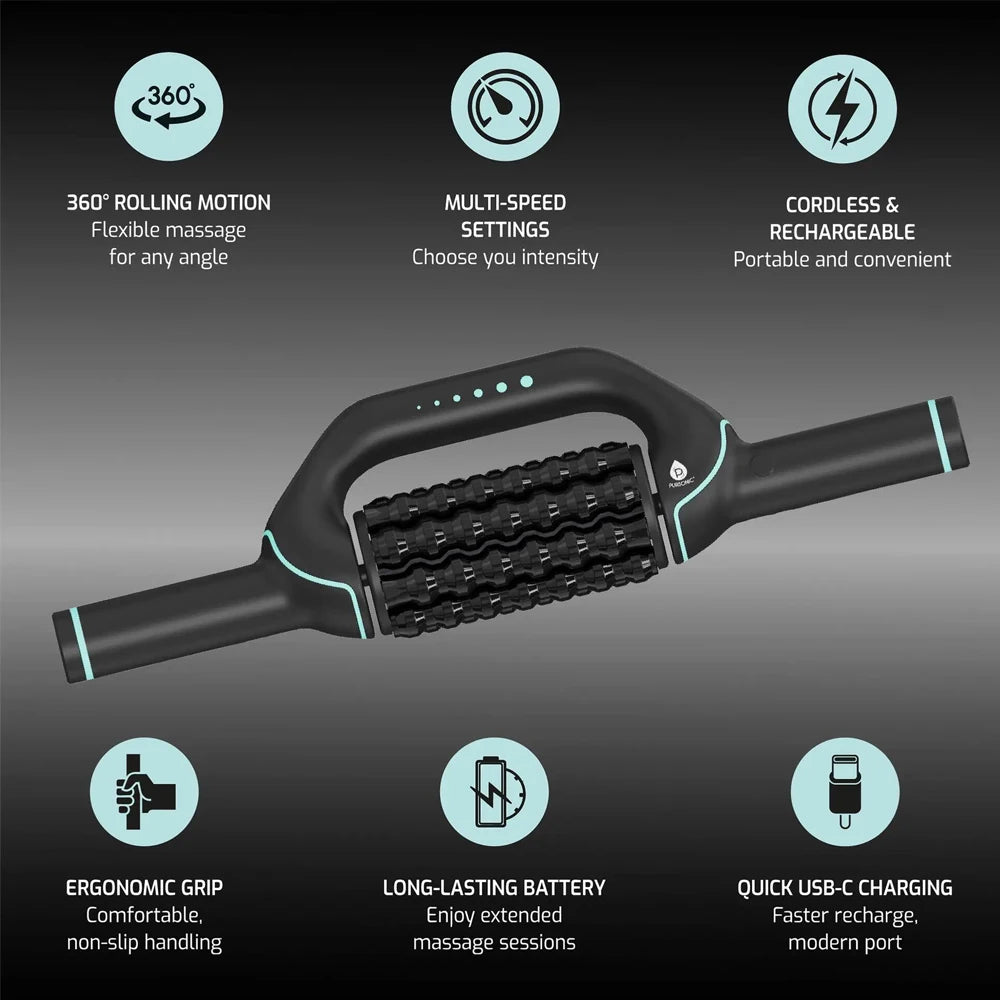 Rechargeable Deep Tissue Massage Roller Muscle Recovery Massager for Athletes Back Leg and Shoulder Pain Relief Body Relaxation