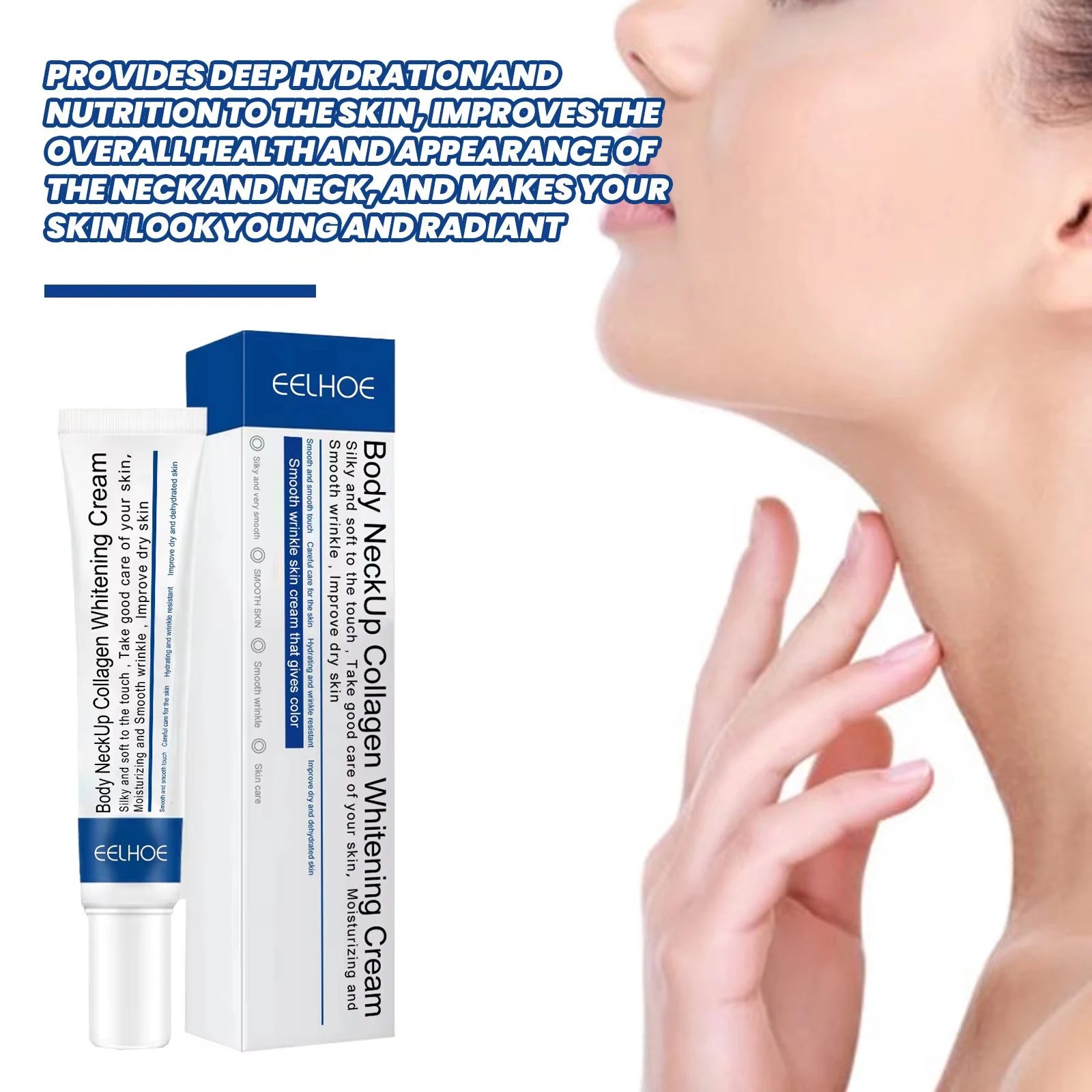 EELHOE Collagen Neck Cream Neckline Moisturizing Tightening Lifting Remove Facial Fine Lines Double Chin Skin Care Products 20g