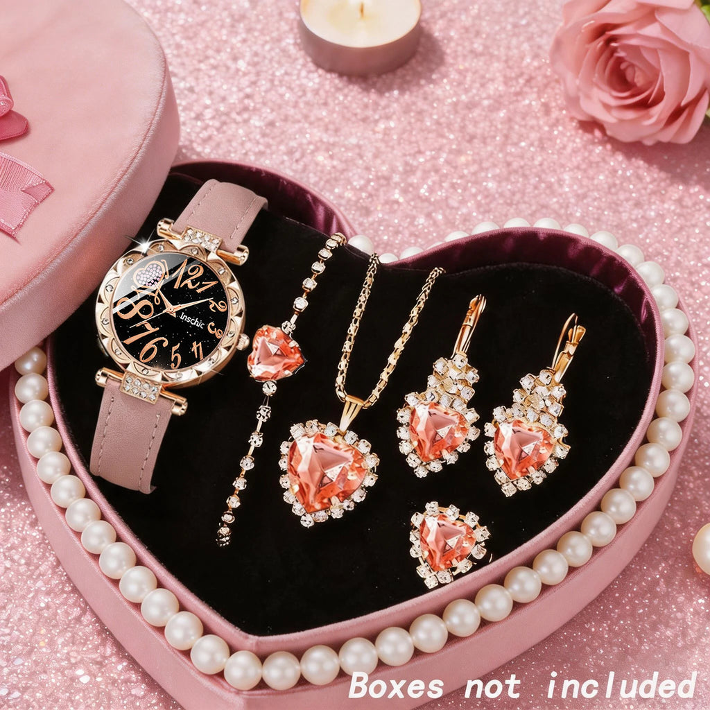 6Pc Compact And Exquisite Quartz Watch For Valentine's Day, Ramadan, Birthdays, The Ideal Gift For Friends And Family