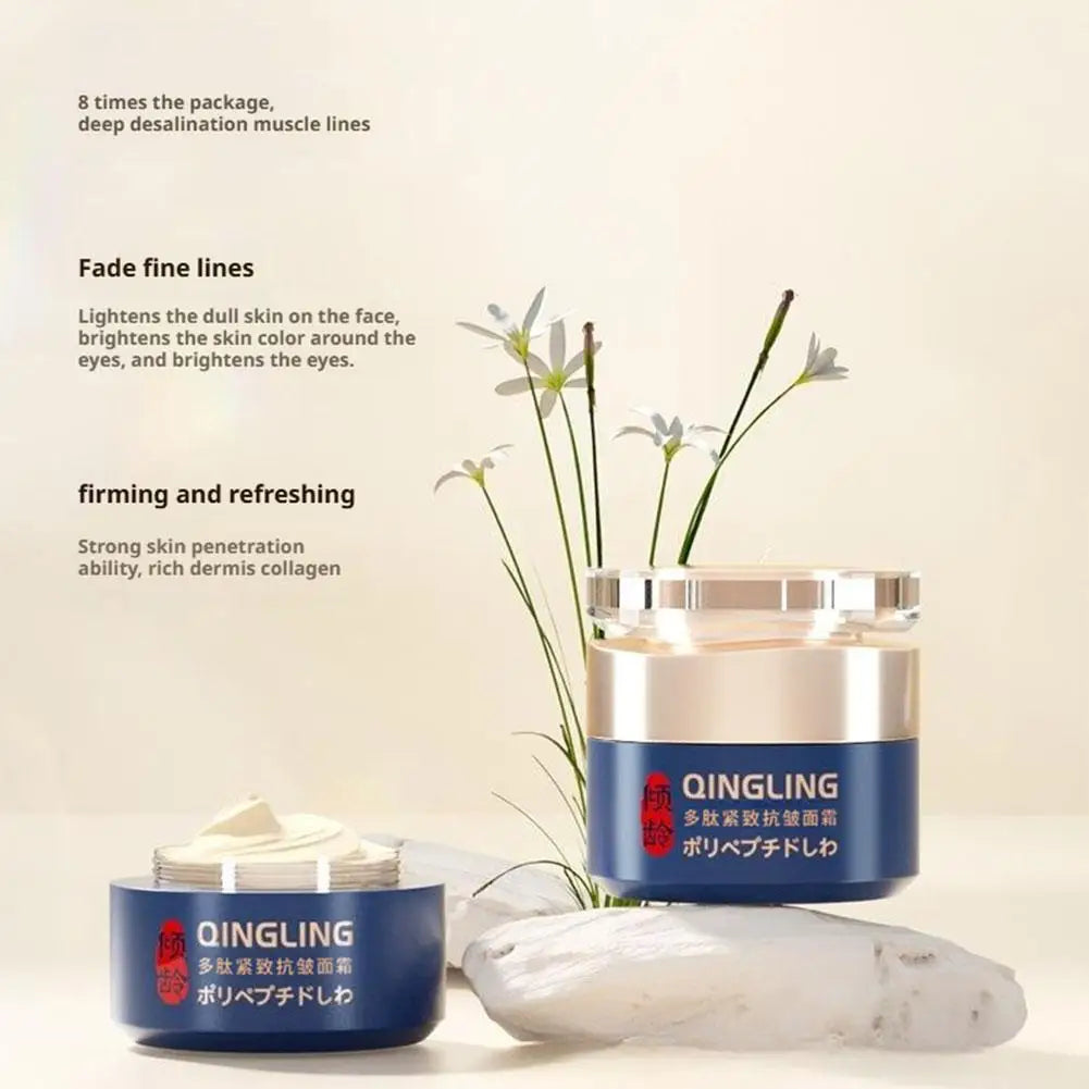 QINGLING Anti Wrinkle Face Cream Polypeptide Firms Skin Texture & Lightens Fine Lines Rejuvenating Repair For Morning Night