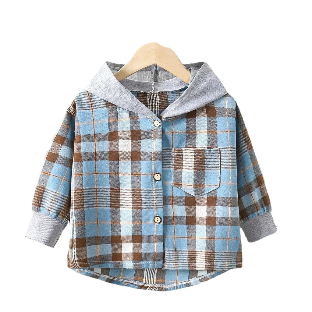 Rainbow Angel Children's Hooded Shirts Kids Clothes Baby Boys Plaid Shirts Coat for Girls Long-Sleeve Jacket Bottoming Clothing